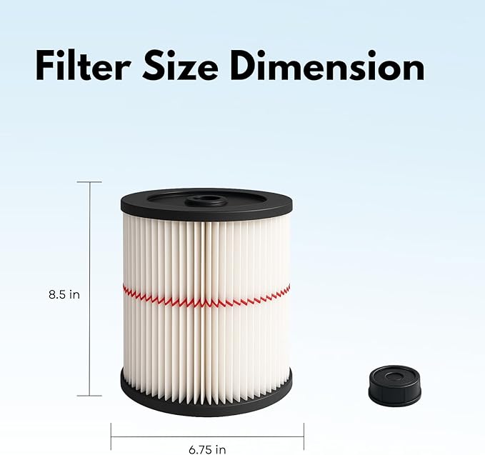 Nispira 9-17816 17816 Red Stripe Replacement HEPA Filter for Craftsman Craftsman Shop Vac Wet/Dry Vacuum 5/6/8/12/16/32 Gallon Larger, 2 Pack
