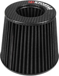 KYOSTAR Carbon Fiber 3" (76mm) High-Flow Air Filter, Reusable Cone Cold Air Intake, High Performance, Washable, Clamp-On Car High Flow Dry Air, Flange Diameter: 3 Inch, Filter Height: 6.7 Inch, Black