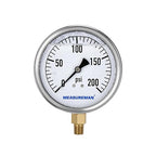 MEASUREMAN Glycerin Filled Plumbing Pressure Gauge 0-200psi Stainless Steel Case, 4" Dial 1/4" NPT Brass Lower Mount, Suitable for Pneumatic Tools, Water Filtration & Industrial Hydraulic Systems