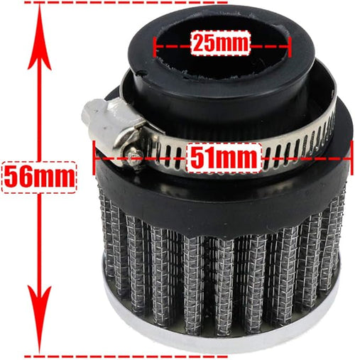 25mm Inlet Motorcycle Air Filter Replacement Cylindrical Intake Mesh Filter Accessory