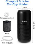 KEN BROWN Rechargeable Portable Air Purifier for Car, Office Bedroom Home, Quiet Air Cleaner for Dust, Smoke & Odors, USB-Powered, Compact for Desk & Bedroom