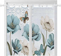 Blue Tulips Bathroom Curtains 63 Inch Length, Window Curtains Tab Top, Watercolor Flowers Butterfly Spring Farmhouse Blue Light Filtering Window Treatments Drapes 52"x63" 2 Panel