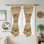 Light Brown Wood Grain Living Room Curtains 84 Inch Length, Window Curtains Tab Top, Western Farmhouse Barn Door Light Filtering Window Treatments Drapes 42"x84" 2 Panel