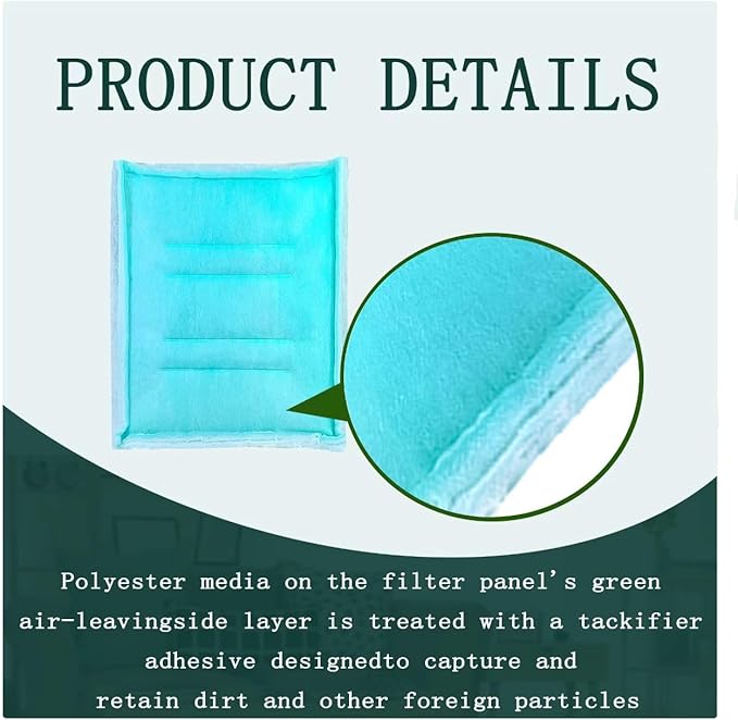 AUC Paint Booth Tacky Intake Filter Pad Series 55, 20" x 50" (8/case) Spray Booth Intake Filter with Internal Wire Support Frame