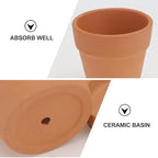 Veemoon 5pcs Red Clay Succulent Flower Pots with Drainage and Saucers, 8x8cm Terracotta Planters for Indoor Outdoor Garden, Breathable Baked Clay Containers for Home Planting