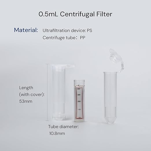 50kDa Ultra Centrifugal Filter Unit, 0.5mL, Regenerated Cellulose RC Membrane, Snap Caps (24/PK)