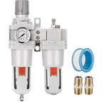 NANPU 1" NPT Compressed Air Filter Regulator Lubricator Combo (FRL) Water/Oil Trap Separator - Gauge(0-150 psi), 5 Micron Brass Element,Poly Bowl, Semi-Auto Drain, Metal Bracket