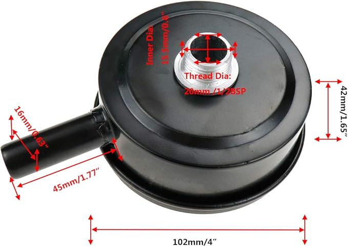 Air Compressor Silencer Filter 1/2" PT Thread Metal Inlet Noise Muffler Silencer