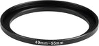 49-55mm Metal Step-Up Ring Adapter Compatible with Mirrorless Cameras DSLR Lens, UV CPL ND Filter Thread Converter, Black
