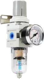 1/4 Inch NPT Air Filter Pressure Regulator, Air Compressor Water Separator with Gauge AW2000-02