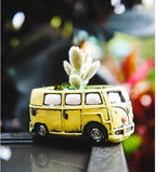 Cute Succulent Plants Planters, Small Planters with Drainage Hole, Flower Pots for Home Indoor Outdoor Garden Decoration (Yellow Bus)