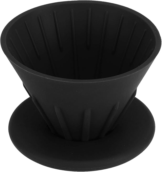Reusable Silicon Resin Coffee Filter Strainer Dripper Portable Coffee Machine Accessory for Home Outdoor Camping Office Travel Lightweight Durable Easy Clean (Black)