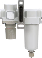 PneumaticPlus SAU420-N04G-MEP Compressed Air Filter Regulator Combo 1/2" NPT - Metal Bowl, Manual Drain, Bracket, Gauge