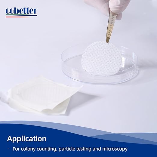 100Pack MCE Gridded Membrane Filter 47mm 0.45μm Mixed Cellulose Esters Membrane Filters Individual Pack Hydrophilic Filter Paper