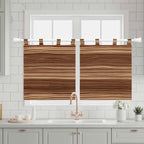 Brown Western Kitchen Curtains 24 Inch Length, Small Window Curtains Tab Top, Vintage Farmhouse Wood Barn Door Light Filtering Short Window Treatments Tier Drapes 27.5"x24" 2 Panel