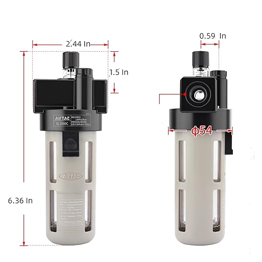 Compressed Air Line Lubricator Airtac BL2000-C 1/4'' NPT 0-145 Psi Oil for Pneumatic System Source Treatment