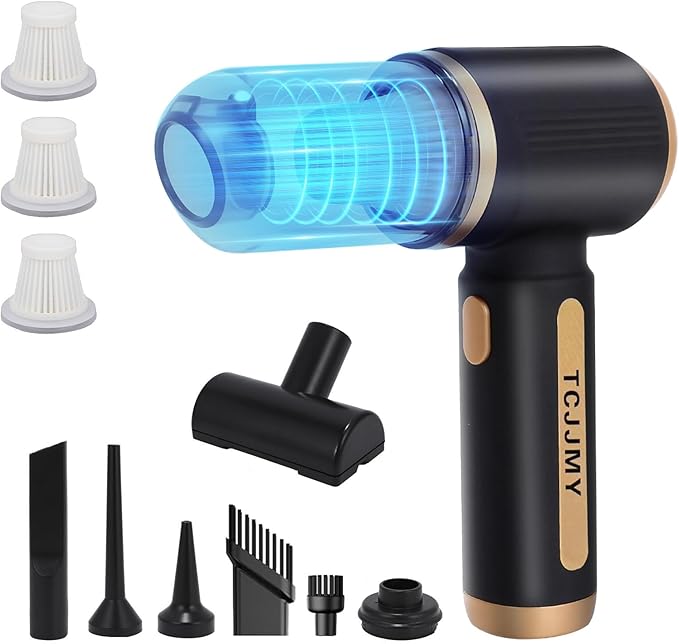 4-in-1 Cordless Car Vacuum Cleaner, 14000PA Powerful Handheld Vacuum with Air Duster & Inflator, Portable Rechargeable Vacuum for Car Pet Hair, Home, 4000mAh & Washable HEPA Filter