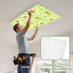 1 Pack Fluorescent Light Cover, Desert Sand Camels Light Covers for Ceiling Lights, Palm Trees Tropical Plants Polka Dot Yellow Magnetic Lights Filters Ceiling Shade for Classroom/Office - 4 x 2 Feet
