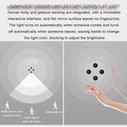 Smart Lighted Bathroom Mirror for Wall，Bathroom Mirror with LED Lights，Energy-Saving LED Smart Mirrors，LED Mirror for Bathroom，with Demister Pad and Smart Touch Switch(H80*W90cm/H31.5*W35.4IN)