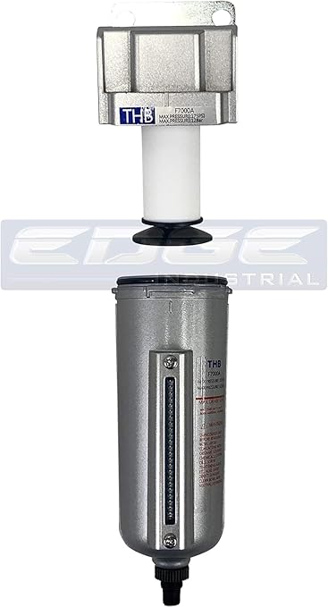 1/2" NPT Industrial Particulate Filter, Removes Water, Moisture, Debris from Compressed Air Lines, 5oz Bowl (175 PSI Max)