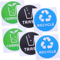 6pcs Decorative Waste Sorting Stickers for Trash Bins Easy to Apply Labels for and Office Settings