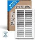 Fits 12x20 Duct Opening | Steel Return Air Grille by Handua | Vent Cover Grill for Sidewall and Ceiling | White | HVAC Cold Air Intake Grille | Outer Dimensions: 13.75"W X 21.75"