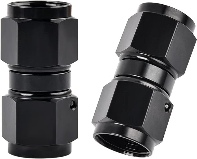 EVIL ENERGY 10AN Female to 10AN Female Straight Swivel Coupler Union Fitting Adapter Aluminum Black 2PCS