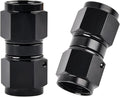 EVIL ENERGY 6AN Female to 6AN Female Straight Swivel Coupler Union Fitting Adapter Aluminum Black 2PCS