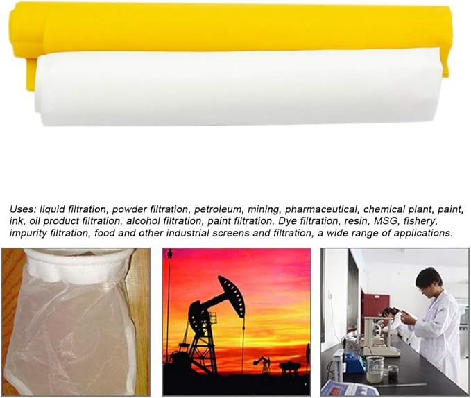 Silk Screen Printing Mesh, 100/110/120/140/160/180/200/250/300Mesh, White Yellow for Screen Printing Machine Equipment Accessories, Filter Painting, Polyester Fabric (120M/48T White)