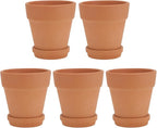 5pcs Red Terracotta Succulent Flower Pots with Saucers, Breathable Clay Planting Containers for Indoor and Outdoor Garden, 8x8cm Decorative Plant Pots Set