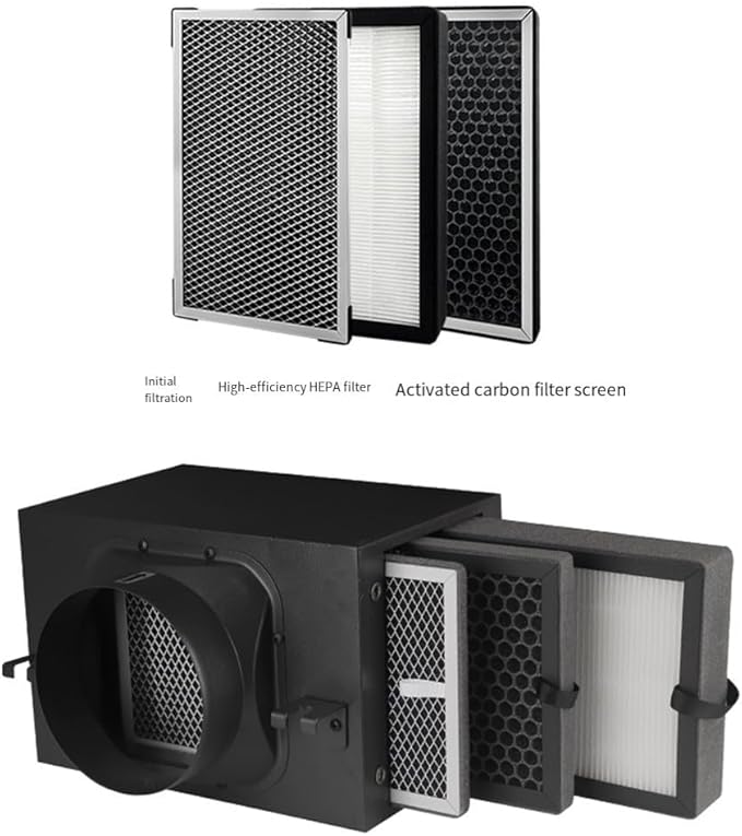 Activated Carbon And HEPA Air Filter For Removal Of Airborne Dust, Smoke, And Fumes Designed For Use With Fresh Air Outlets And Smoke Exhaust Systems(L HEPA Filter)