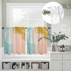 Kitchen Window Curtains Valance and Tier Set, Abstract Desert Mountains Rod Pocket Tier Curtain Valance Set, Modern Minimalist Art Light Filtering Cafe Curtains for Bedroom Living Room