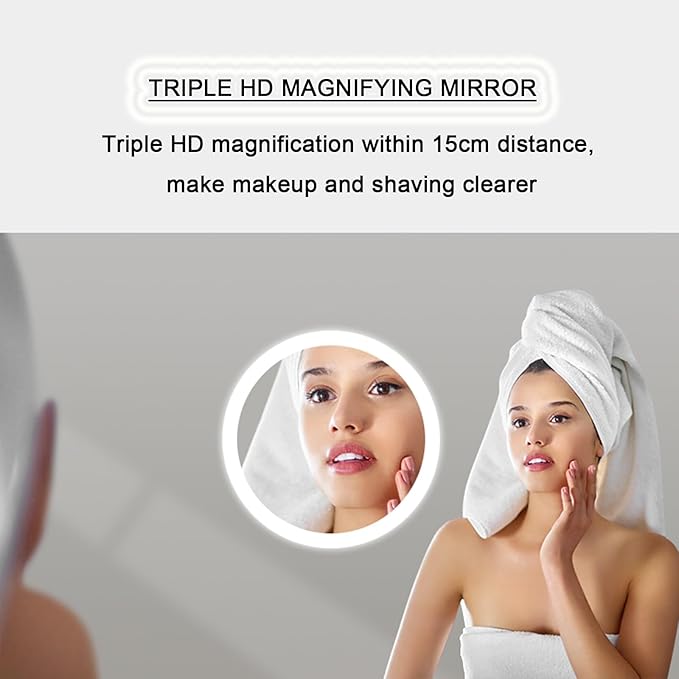 Bathroom Mirror with LED Lights，Smart Illuminated LED Bathroom Mirror，Energy-Saving LED Smart Mirrors，LED Mirror for Bathroom，with Demister Pad and Smart Touch Switch(H70*W80cm/H27.6*W31.5IN)