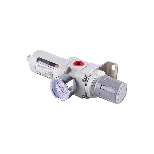 3/8 Inch NPT Air Filter Regulator Combo Piggyback AW3000-03, Air Compressor Water Separator, Air Line Dryer, Semi-Auto Drain, Air Pressure Regulator, 0-150 PSI Gauge