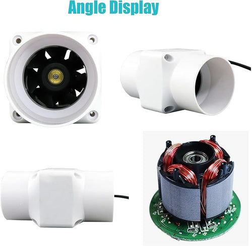 2“ Inline Duct Fan 12V 22 Cfm HVAC Quiet Exhaust Blower Small Ventilation Fan for Grow Tent Basements, Kitchens, Attics (Color : White, Size : NO Adjustable Speed)