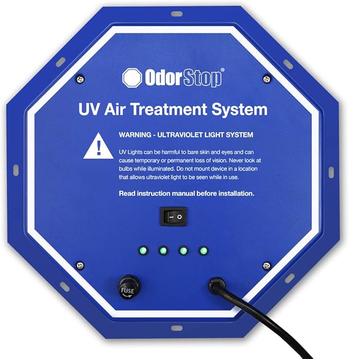 OdorStop OS3612PRO UV Air Purifier with Energy Saving Airflow Sensor and 12-in Bulb