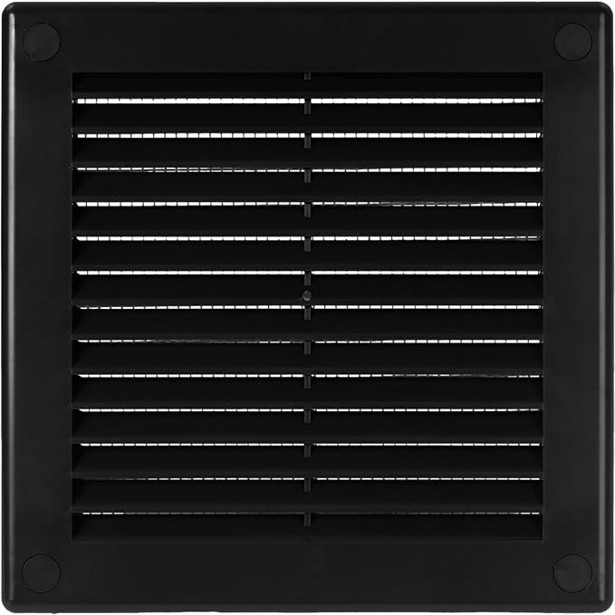 Vent Systems 4.5" x 4.5" Inch (Opening Dimensions) - Pack of 5 - Plastic Black Soffit Vent Cover - Flat Square Air Vent Grille - Air Vent Deflector - HVAC 5.9" x 5.9" Inch (Overall Dimensions)