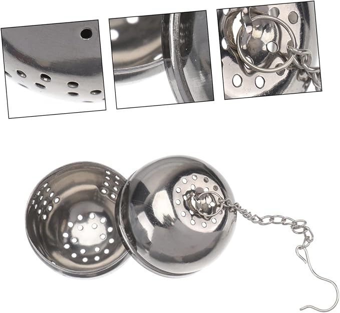 STOBAZA 5pcs Stainless Steel Tea Strainer Seasoning Ball Box Hanging Chain Easy Extraction Filter for Tea Soup Chinese Medicine