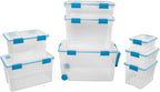 Sterilite 12-Pack Gasket Box, Weather-Resistant Storage Bins with Latching Lids, 54 Quart - Heavy-Duty Organizing Containers for Closet, Bathroom, and Office