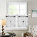 Farmhouse Wood Grain Kitchen Curtains 36 Inch Length, Small Window Curtains Tab Top, Vintage Country Barn Gate Grey Light Filtering Short Window Treatments Tier Drapes 27.5"x36" 2 Panel