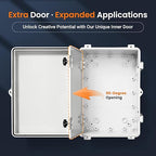 QILIPSU Waterproof Junction Box IP67 Outdoor Plastic Electrical Project Enclosure Weatherproof with Inner Door, Mounting Plate, Wall Brackets, Hinged Grey Cover 11.8"x7.9"x6.7" -D