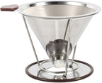 304 Stainless Steel Coffee Cone Filter, Double Layer Mesh Drip Dripper, Reusable Portable Coffee Filter Holder for Cups Mugs, Cup of Coffee with Rich Flavor and Aro