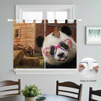 Farm Panda Kitchen Curtains 45 Inch Length, Short Cafe Window Curtains Tab Top, Farmhouse Barn Funny Animals Butterfly Light Filtering Window Treatments Tier Drapes 27.5"x45" 2 Panel