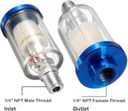 beduan Water Oil Separator Filter, 1/4" NPT Male and Female Thread Spray Gun Filters Air Line Compressor Fitting （Pack of 2）