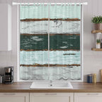 Blue Teal Living Room Curtains 84 Inch Length, Window Curtains Tab Top, Vintage Wooden Retro Art Farmhouse Barns Light Filtering Window Treatments Drapes 52"x84" 2 Panel