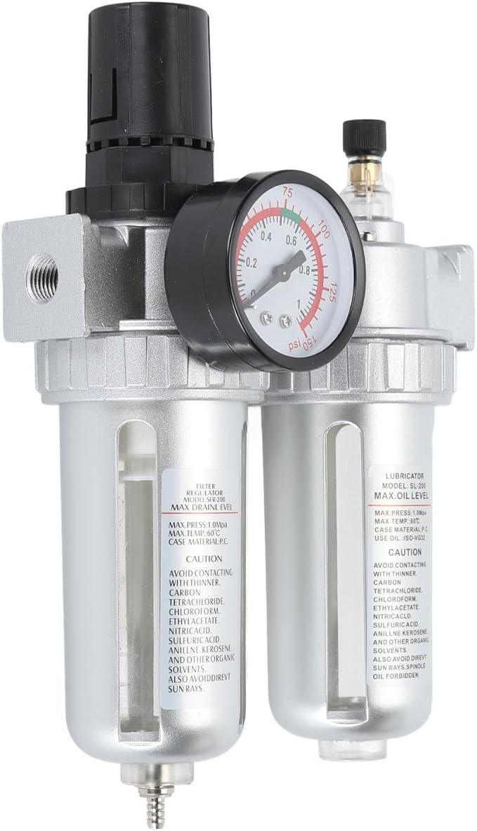 Compressed Air Line Filter, Oil Trap Separator Efficient 1/4inch Interface Aluminum Alloy Filter for Teaching Laboratory