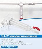 1-1/2" Spin Down Sand Separator for 50 Gpm Sediment Water Filter System, PVC Slip Fit Connections, 100 Mesh