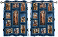 2 Panel Kitchen Cafe Curtains, Desert Camels Sunlight Filtering Nature Air Through, Home Decor Window Covering Tier Curtains for Bedroom Living Room Wildlife Brown Animals Blue Geometric