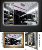 600 x 800mm LED Wall Mounted Bathroom Mirror with Lights Bathroom Mirror Touch Switch Demister Pad (Color : Horizontal Size : 600 * 800mm) (Horizontal 600 * 800mm)
