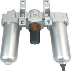 1/2" NPT HEAVY DUTY Compressed Air In Line Filter Regulator Lubricator Oiler Combo, Metal Bowl, 5 Micron Element, Adjustable From 7 to 175 PSI (AUTO DRAIN)